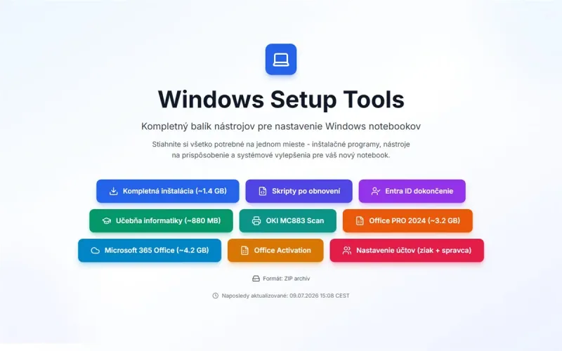 Web EDU AIO – balík inštalačiek a nástrojov pre školské počítače