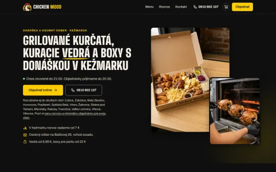 Web chickenmood.sk – donáška jedla
